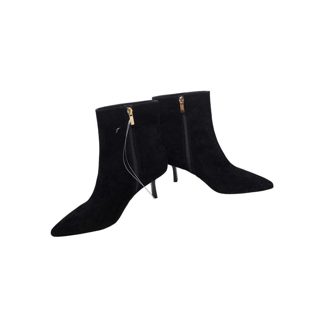 NEW Ann Taylor 7 Black Suede Heel Ankle Boot Pointed Toe Minimalist Career - Picture 4 of 4